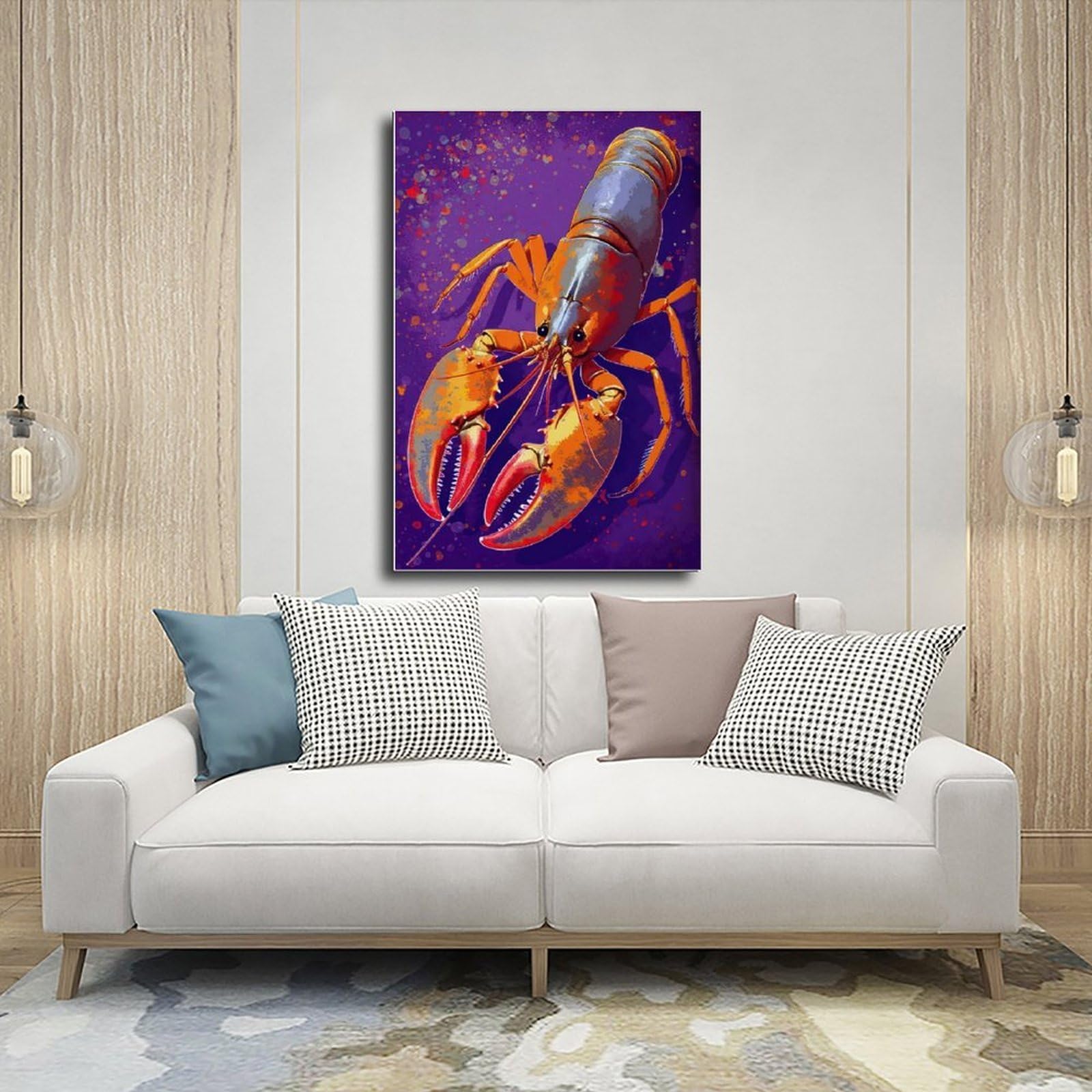 Stampa artistica da parete moderna con aragosta e natura morta su tela, decorazione artistica da parete per soggiorno e camera da letto, 60 x 90 cm