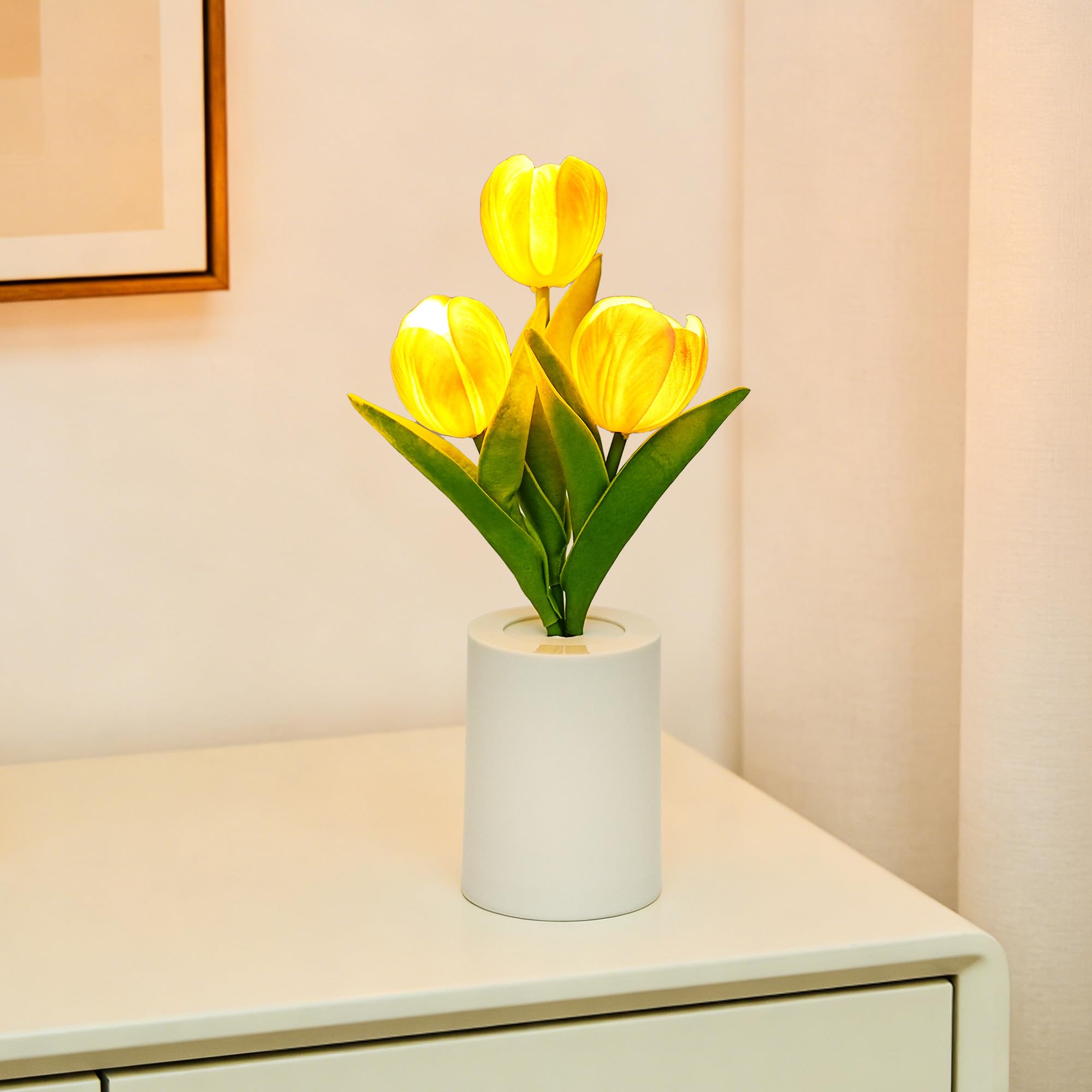 Artificial Pink Tulip Lamp, Bedroom Decor Light Birthday Gifts for Women