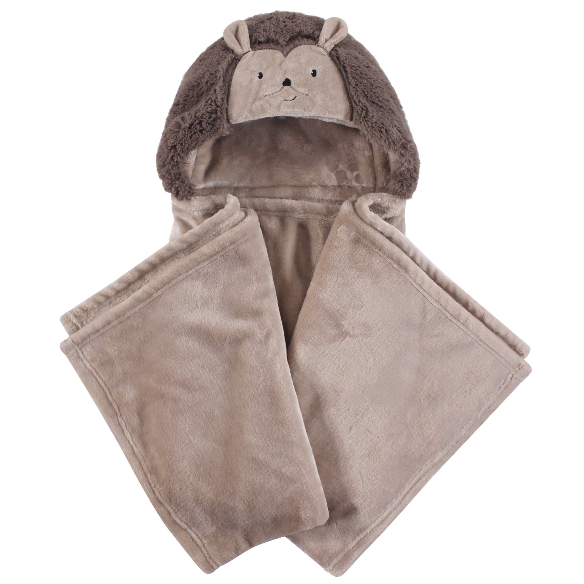 Hudson Baby Unisex Baby and Toddler Hooded Animal Face Plush Blanket, Hedgehog, One Size