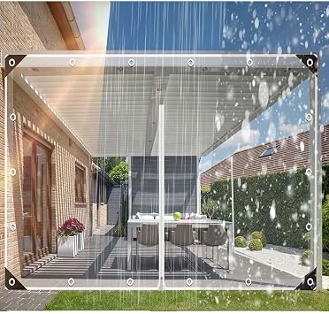 Clear Tarp Patio Enclosure Waterproof PVC Curtains for Gazebos with Double Zip Transparent Outdoor Tarps Curtains Zipper Door for Porch, Deck, Balcony, Pergola Size 9.8ft x 13ft
