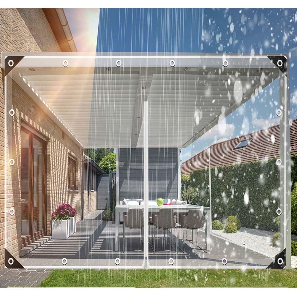 ele ELEOPTION Clear Tarp Patio Enclosure Waterproof PVC Curtains for Gazebos with Double Zip Transparent Outdoor Tarps Curtains Zipper Door for Porch, Deck, Balcony, Pergola (Size: 6.7ft x 9.8ft)-image-21