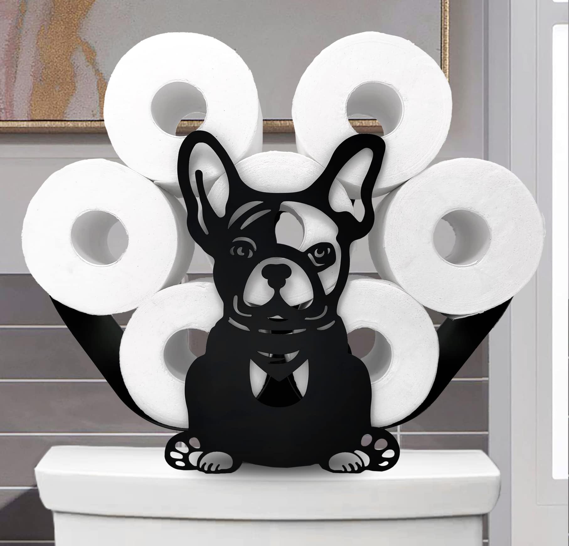 Ctepng Dog Toilet Paper Holder with Storage, Cute freestanding Toilet Tissue Holder