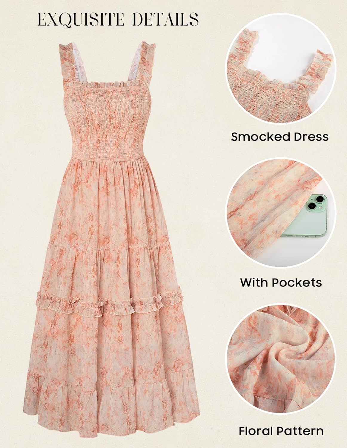 SCARLET DARKNESS Floral Dress for Women 2026 Flowy Sundress Smocked Cottagecore Dresses - Image 3