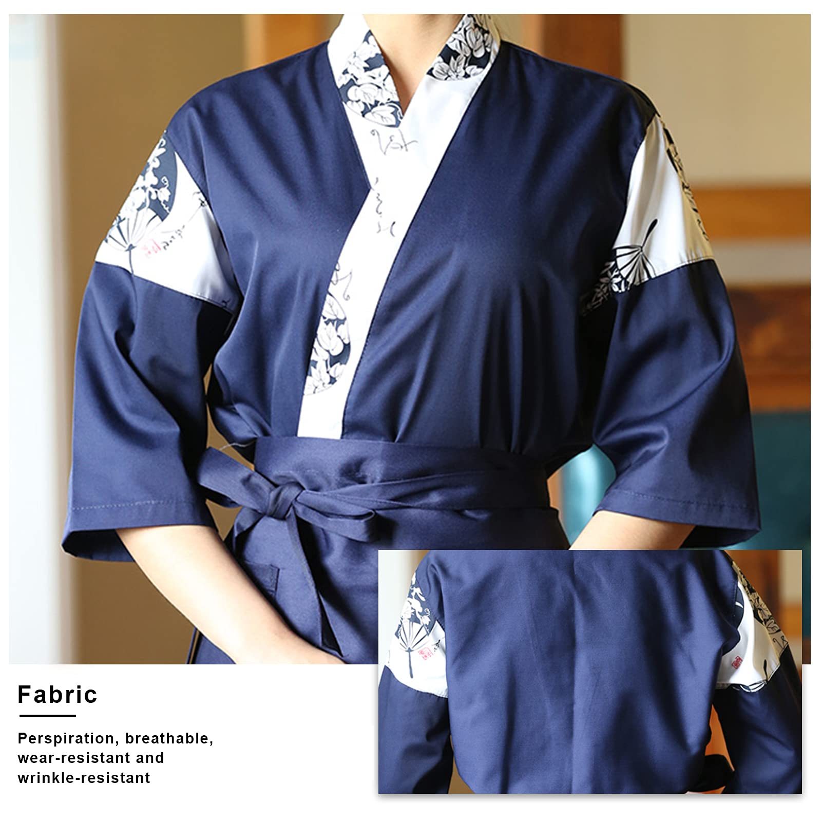 Uniforme de Sushi Ropa de Trabajo Japonesa Estampado Chef Kimono Restaurante Ropa de Trabajo de Cocina