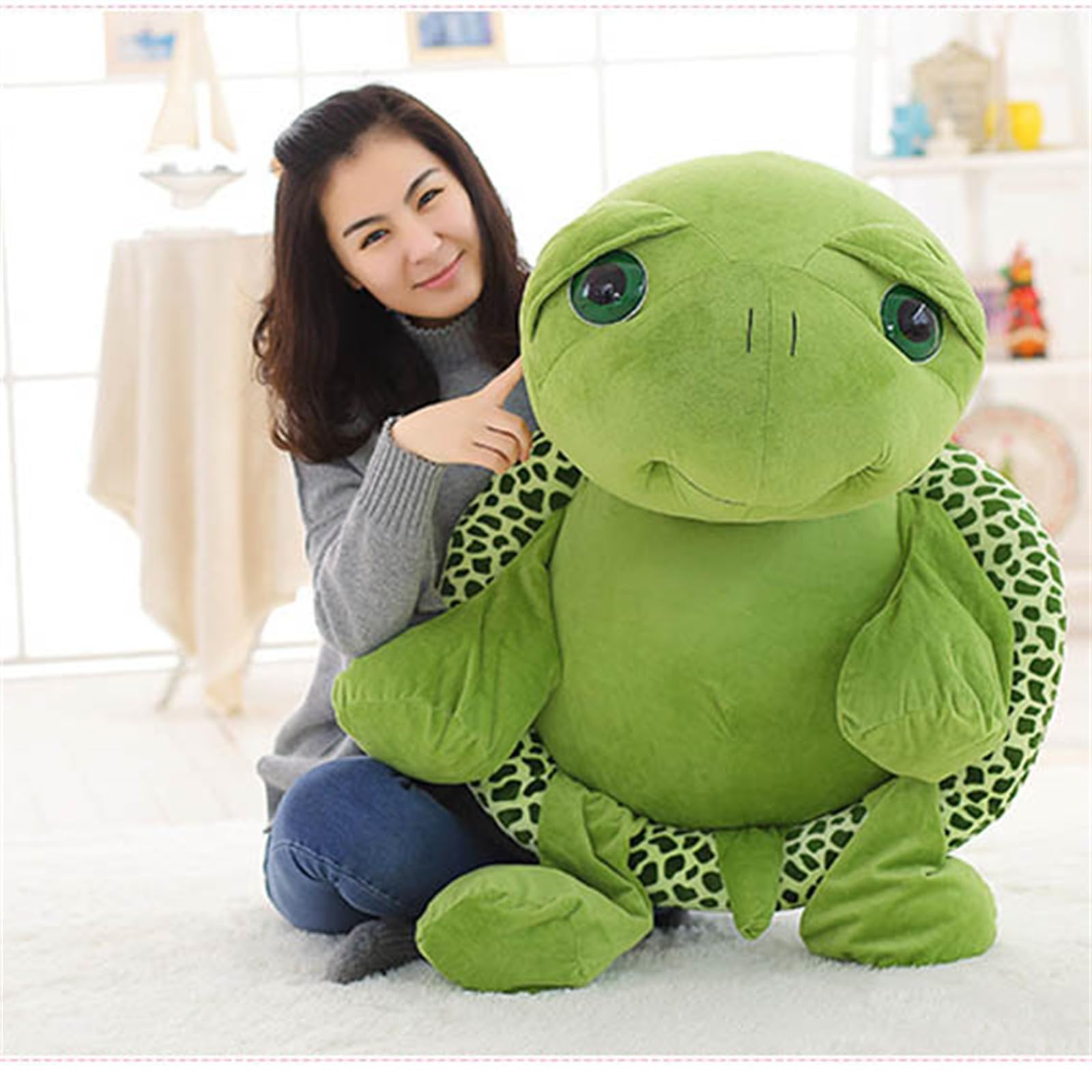champracer Lange Riesenschildkröte süßes Spielzeug, großes Stofftier schöne Schildkröte Stofftier grün große Schildkröte Plüschtier Geburtstagsgeschenk (100 cm,Grün)