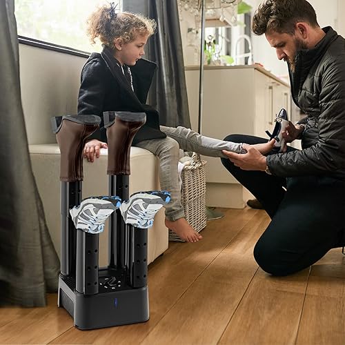 Miniatura 9 de Tangkula Secador de botas, calentador eléctrico de botas con protección contra sobrecalentamiento y temporizador de 180 minutos, máquina de secado