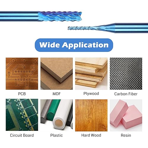 Vista 14 de SainSmart Genmitsu 10 brocas de fresadora CNC de capa nano azul, vástago de 1/8 pulgadas