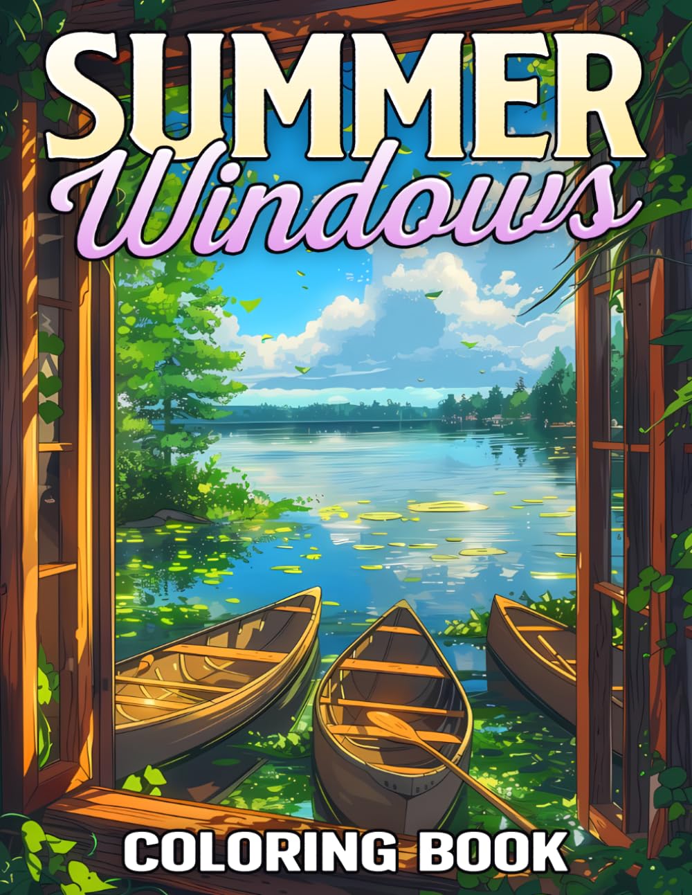 Summer Windows Coloring Book: Nature Escape Coloring Pages with Open Meadows, Fresh Morning Scenery and Beautiful Floral Views for All Ages to Relax and Enjoy
