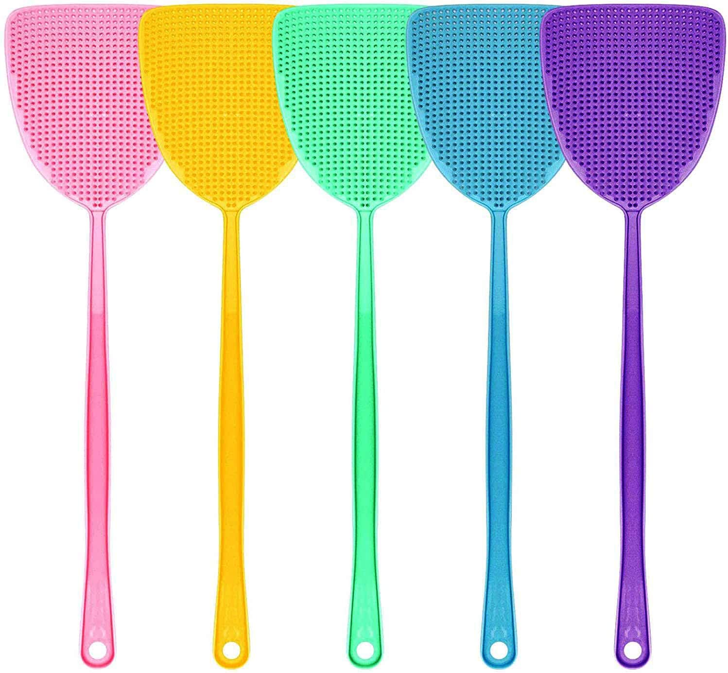 STUHAD 5 Pack, Plastic Colorful Fly Swatters, with Sturdy and Flexible Manual Grips, 5 Colors