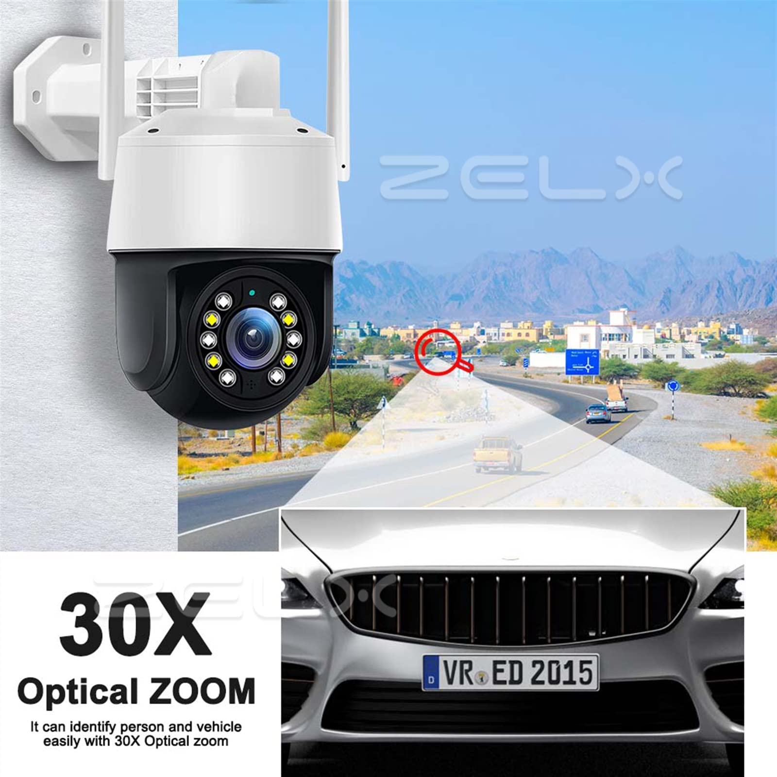 Kamera bezpieczeństwa, Kamera bezpieczeństwa 5MP Zewnętrzna kamera 1080P 30-krotny Zoom optyczny 60M IR Night Vision Inteligentny dom CCTV Nadzór wideo H.265 Camhi(5MP Camera Add 32GB)