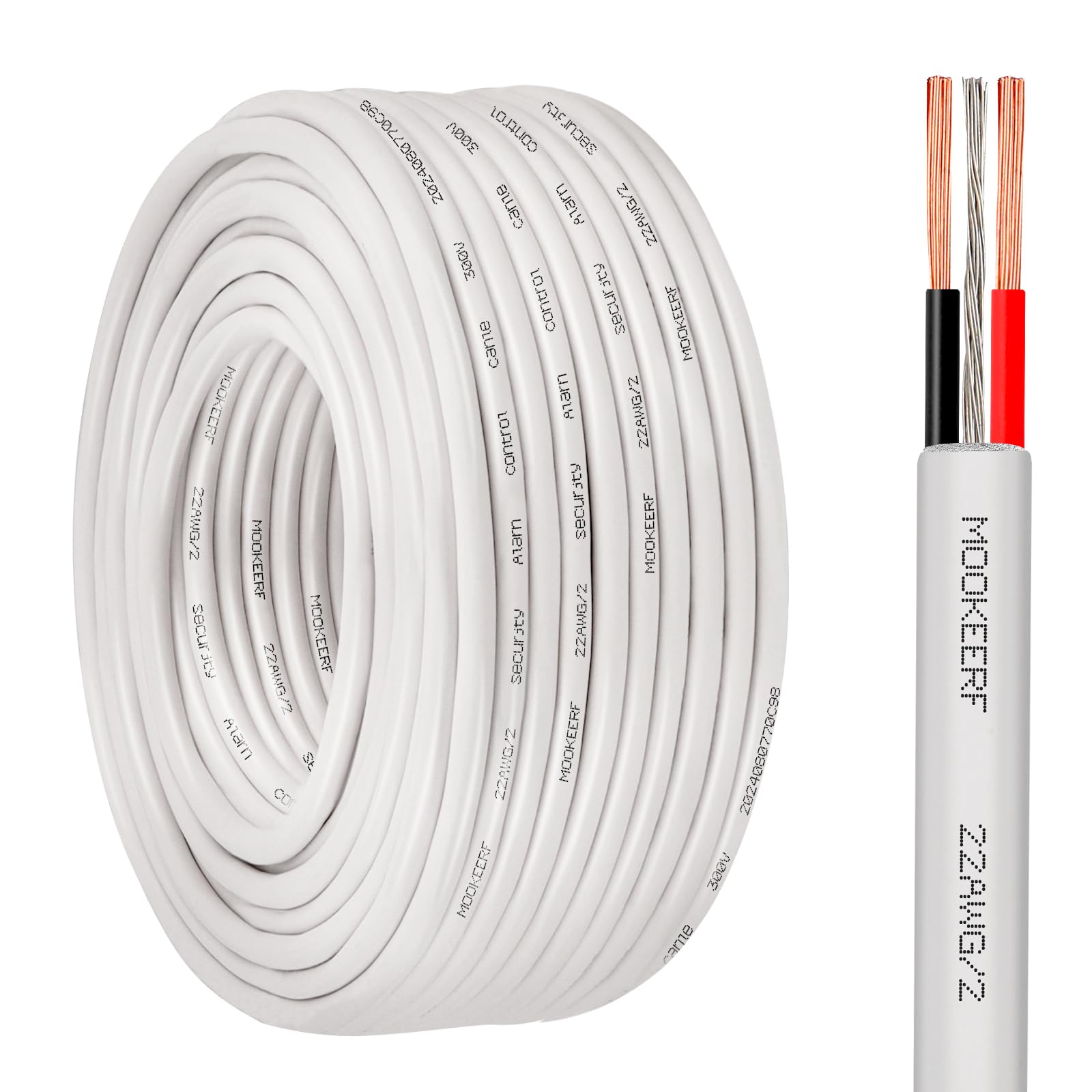 MOOKEERF 22 AWG 2 Conductor Stranded Shielded Plenum Cable