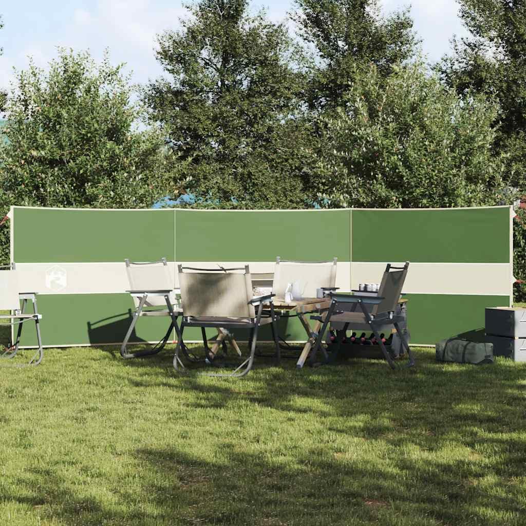 Osłona przed wiatrem kempingowa, zielona, 490 x 123 cm, wodoszczelna, z metalowymi śledziami i linami napinającymi, składana, przenośna, na plażę, do ogrodu, na piknik, kemping, chroni przed