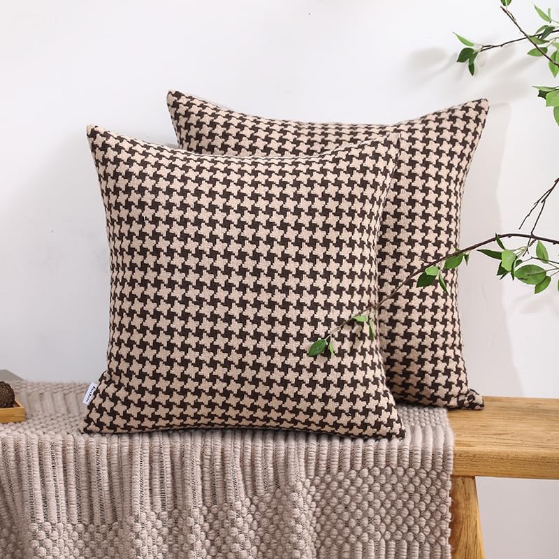 The Perfect Combination of AMAROTI Coffee Color and Gray, Exquisite Windmill Texture Pattern, 18X18 inch Farmhouse Living Room Sofa More Upscale Enjoy Jacquard Craft and Velvet Texture Fabric