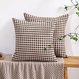 The Perfect Combination of AMAROTI Coffee Color and Gray, Exquisite Windmill Texture Pattern, 18X18 inch Farmhouse Living Room Sofa More Upscale Enjoy Jacquard Craft and Velvet Texture Fabric