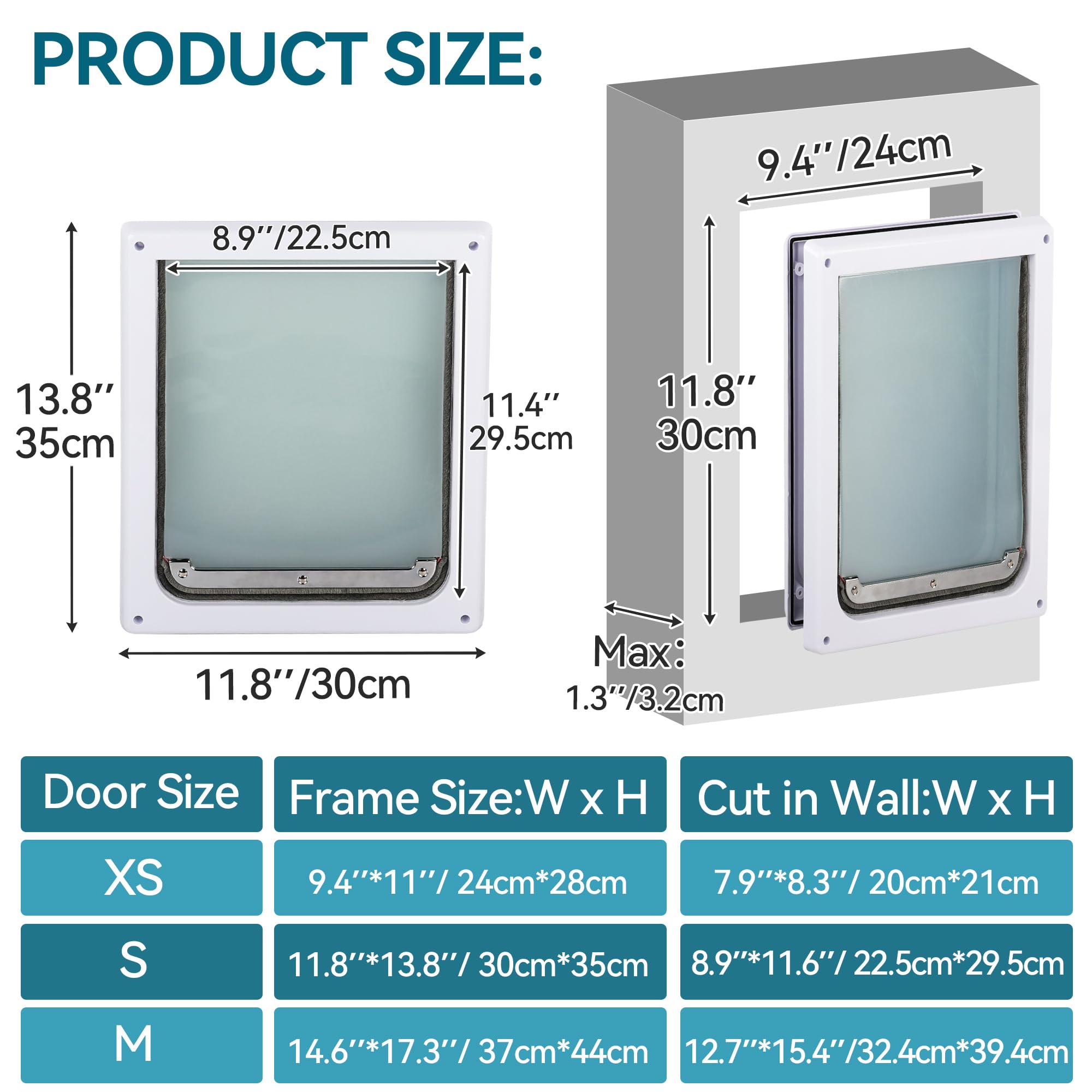 PAWISE Trappe pour Chien à 2 Voies, Rabat Verrouillable avec Rabat Transparent Flexible Conception Solide & Installation Facile (30x36CM)
