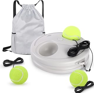 Tennis Trainer Rebound Ball with String, Tennis Practice Rebounder Solo Tennis Training Equipment Tennis Buddy with 3 Highly Elastic String Balls and Drawstring Backpack for Beginners Exercise