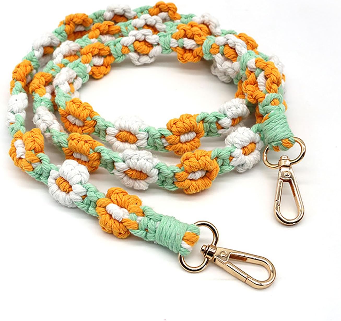 Handmade Woven Cotton Rope Flower Shoulder Strap Bag Strap Purse Strap Crossbody Replacement Strap