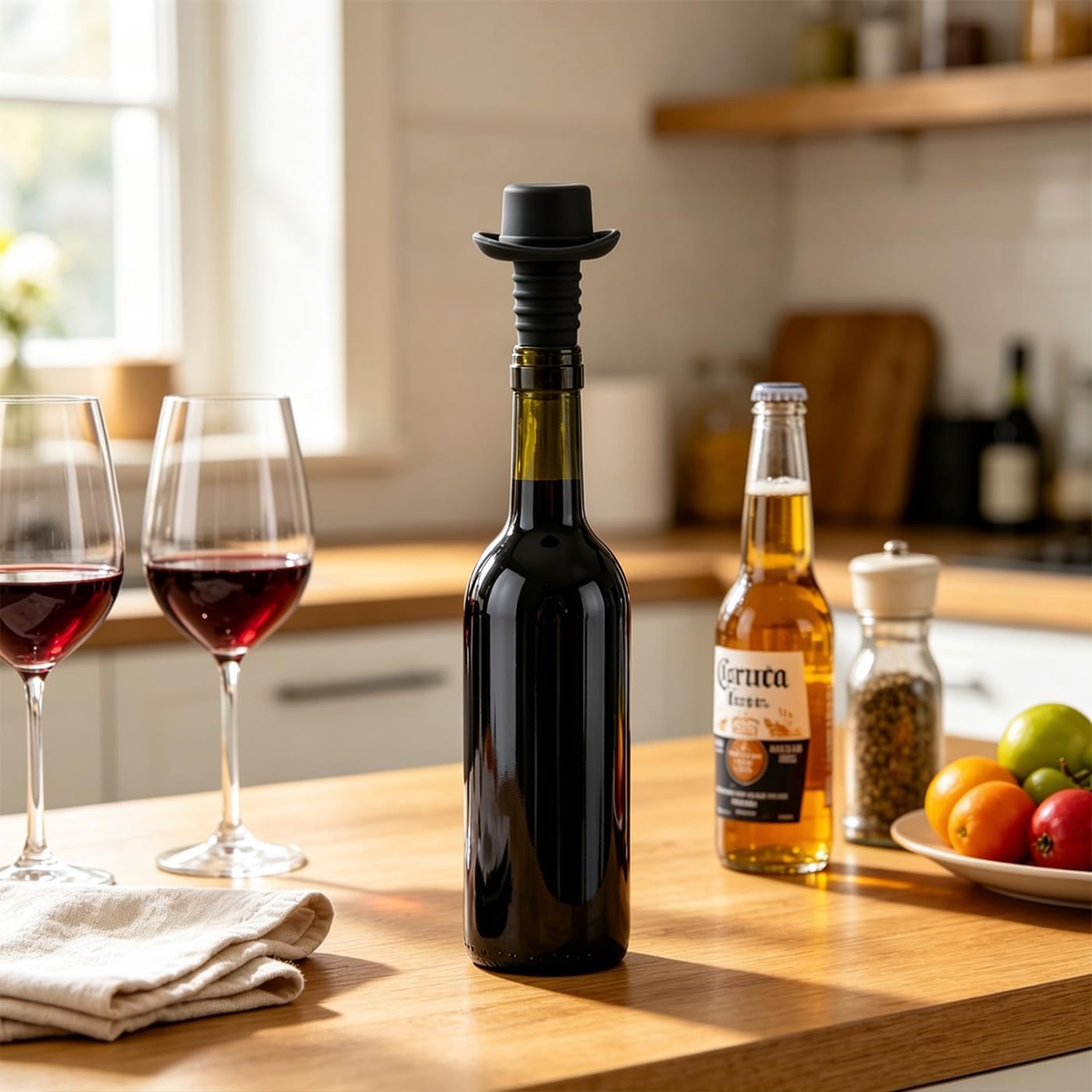 5‑Pack Multi‑Color Silicone Wine Bottle Stoppers，silicone wine stopper