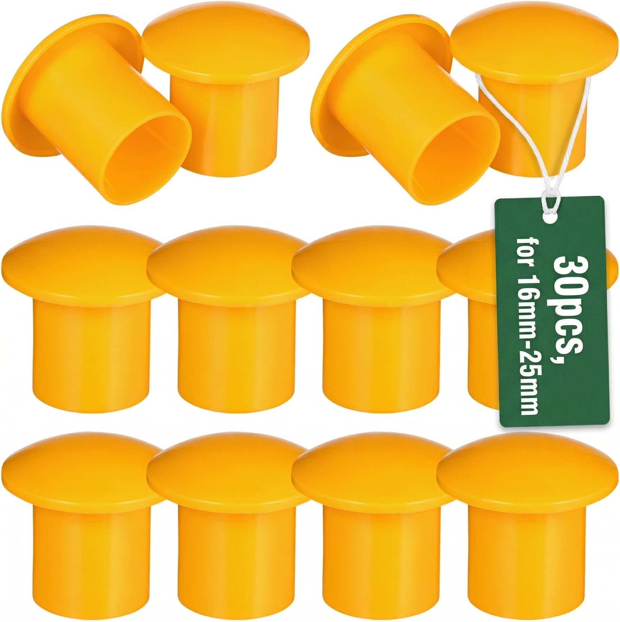UKCOCO 30 pcs Rebar Safety Caps: 35 mm Yellow Mushroom Rebar Cap for 16-25 mm Steel Bar and Larger Garden Cane toppers