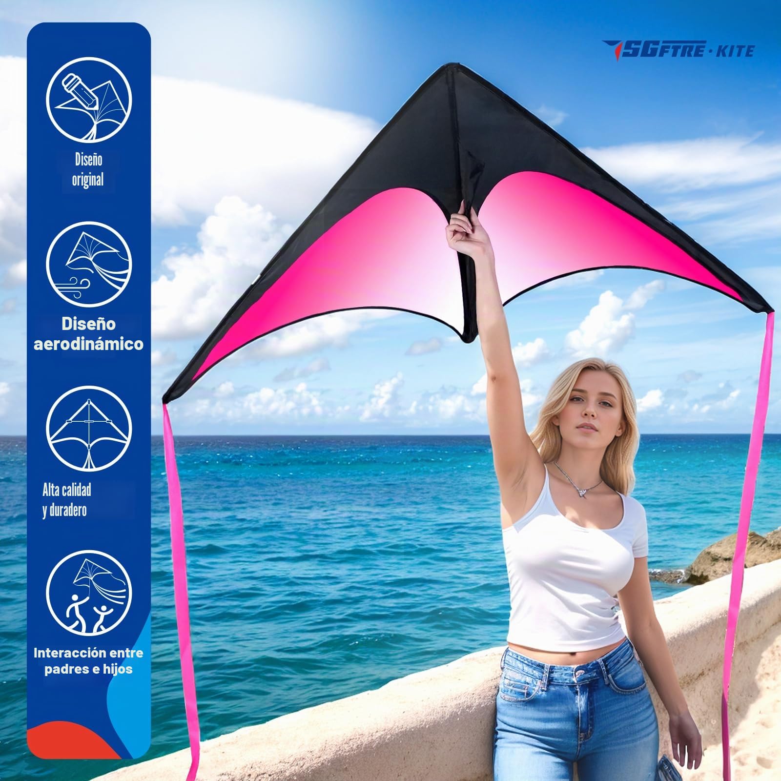Delta Kite - Juego de tres cometas para niños y adultos, cometas para adultos fáciles de volar, cometa familiar perfecta para parques y playa, cometas Delta para actividades divertidas al aire libre
