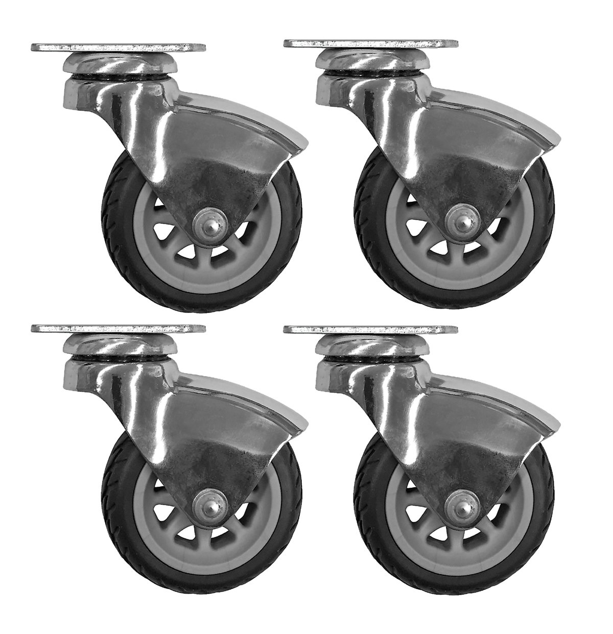 Headbourne 8293E Designer Casters 3 inch Rubber Racer Designer Caster, 4 Pack