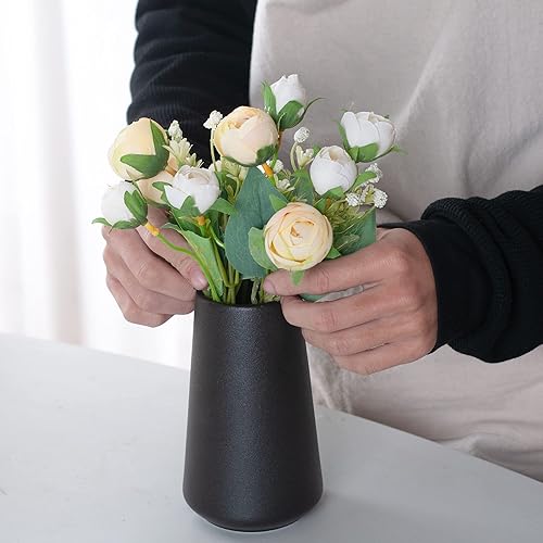 Miniatura 3 de Jarrón pequeño de cerámica, jarrones de 7 pulgadas de alto para flores, hierba de las pampas, brote, rosas, sala de estar, mesa de entrada, baño,