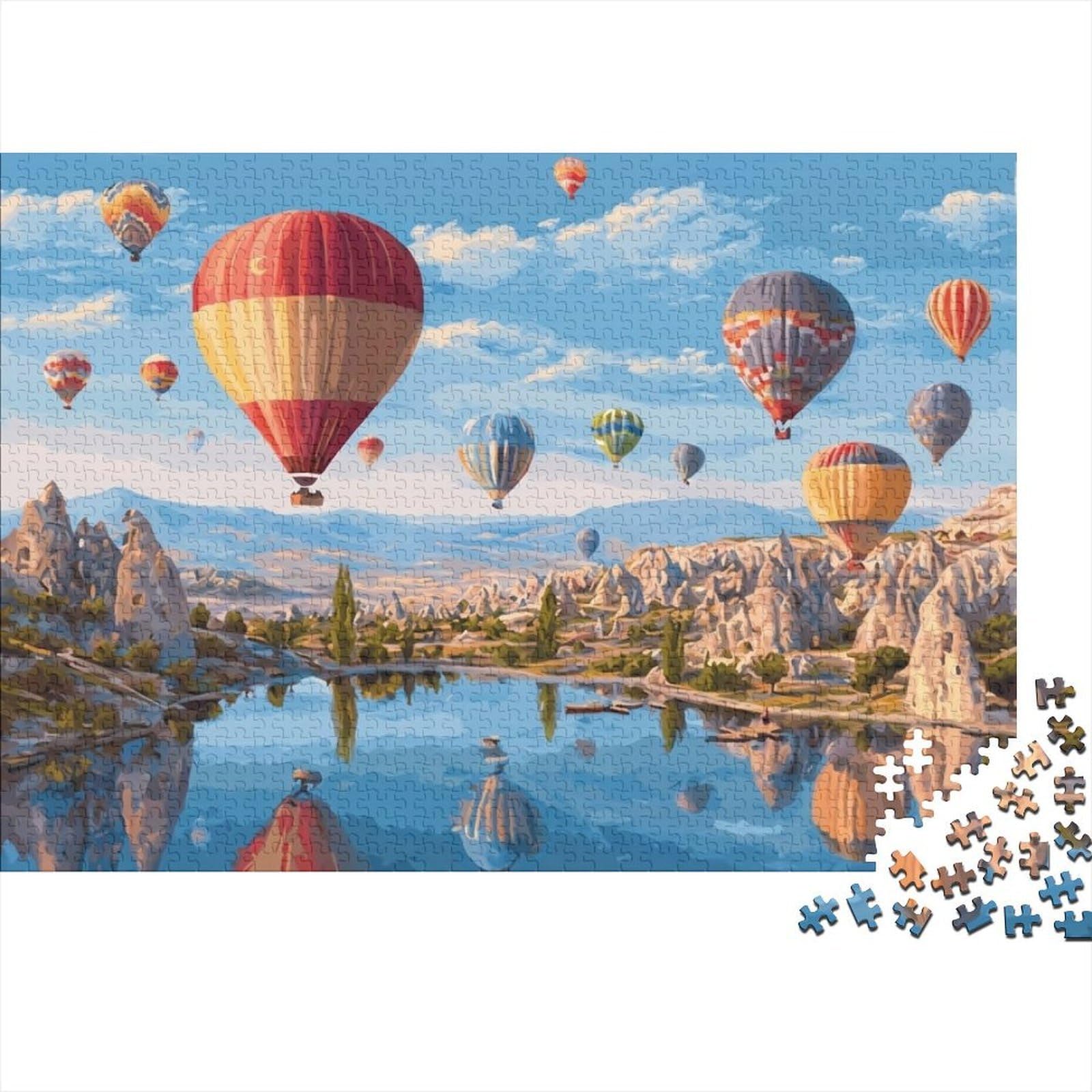 Hot Air Balloons Flight Premium Paper Puzzle Cappadocia View Jigsaw Decompression Challenging Unique Colourful for Women Gifts for Men 52x38cm/1000pcs — image 1