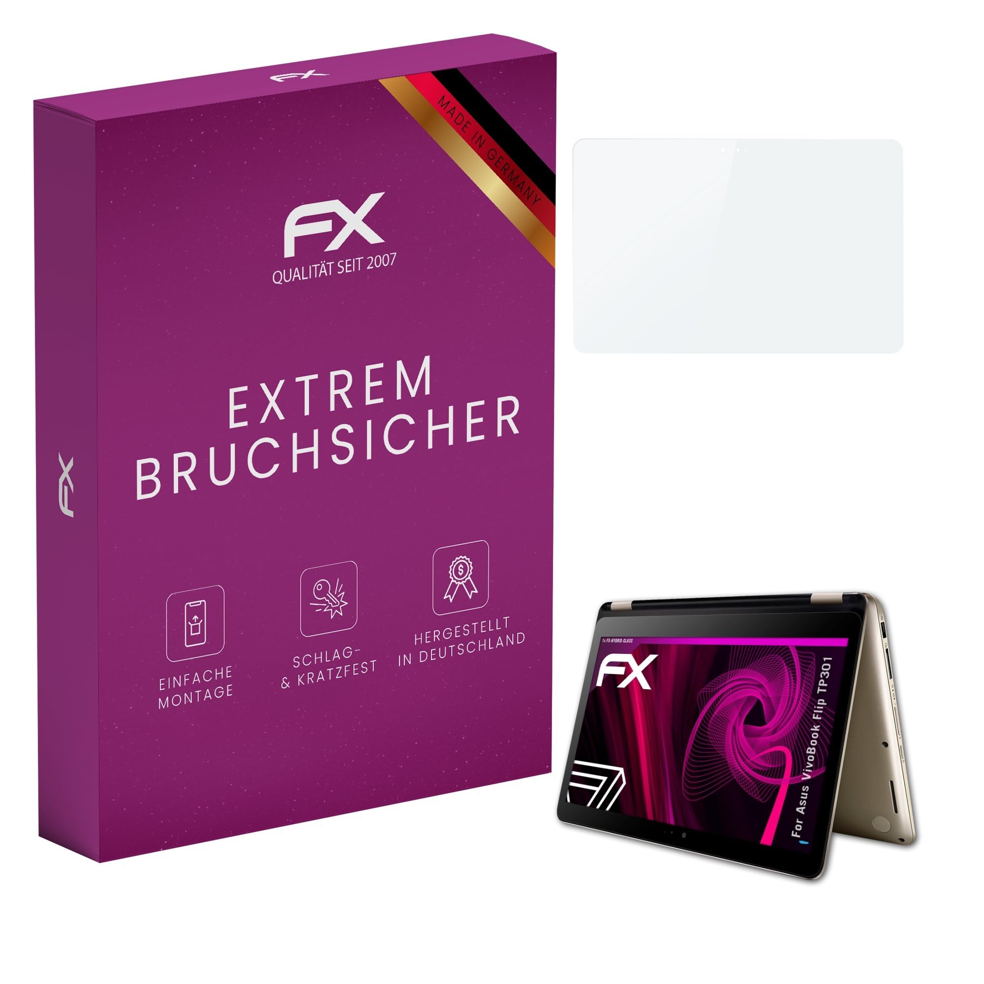 Protection Écran AtFoliX Hybrid-Glass Pour Asus VivoBook S200E – Film Incassable 9H (Made In Germany)