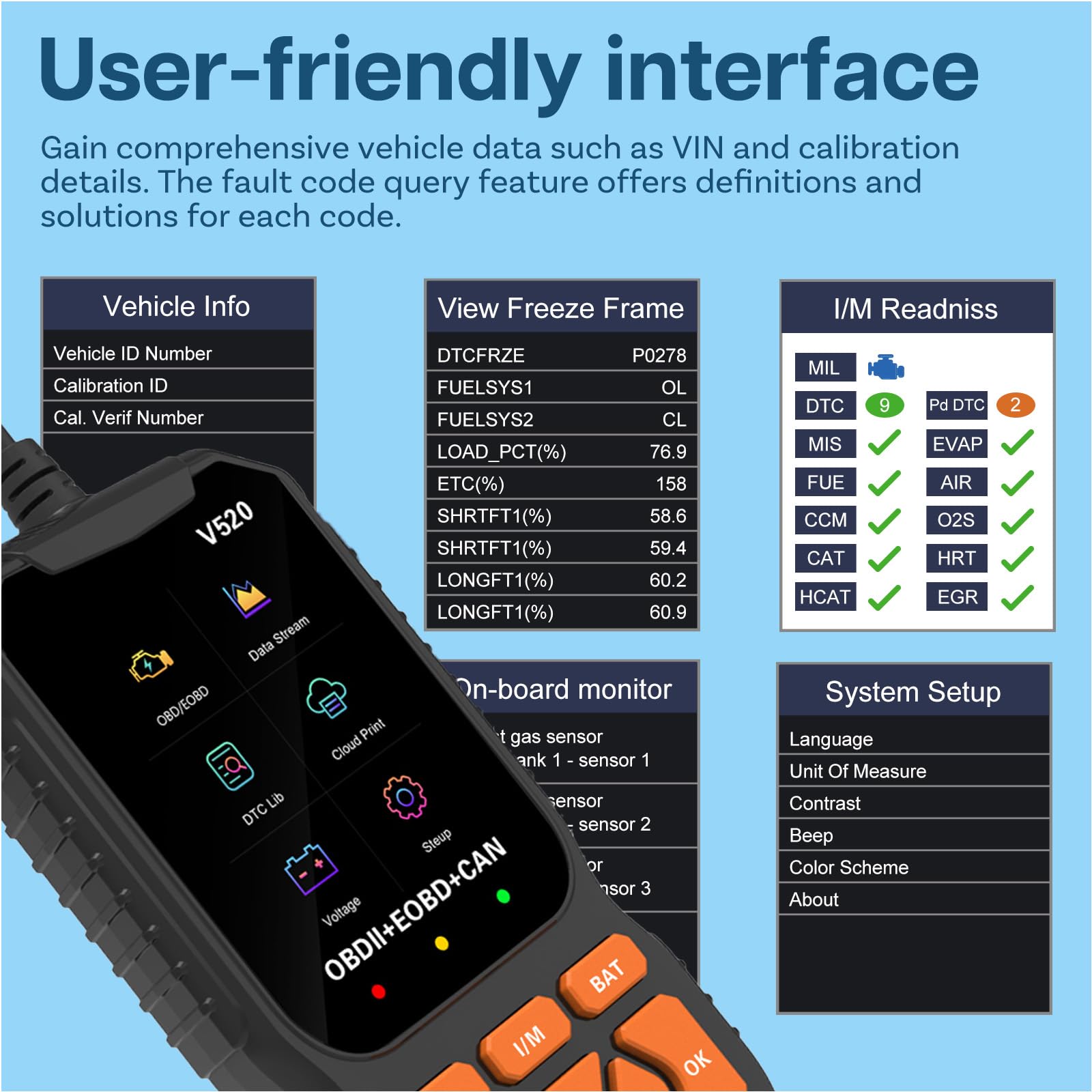 OBD2 Diagnosis Herramienta Diagnóstico por MMOBIEL - Lector Códigos Check Engine con Reset, I/M Readiness, Modo 6/8 y más – Car OBDII/EOBD Diagnosis Lector Código para Coches Aptos al Protocolo OBD2