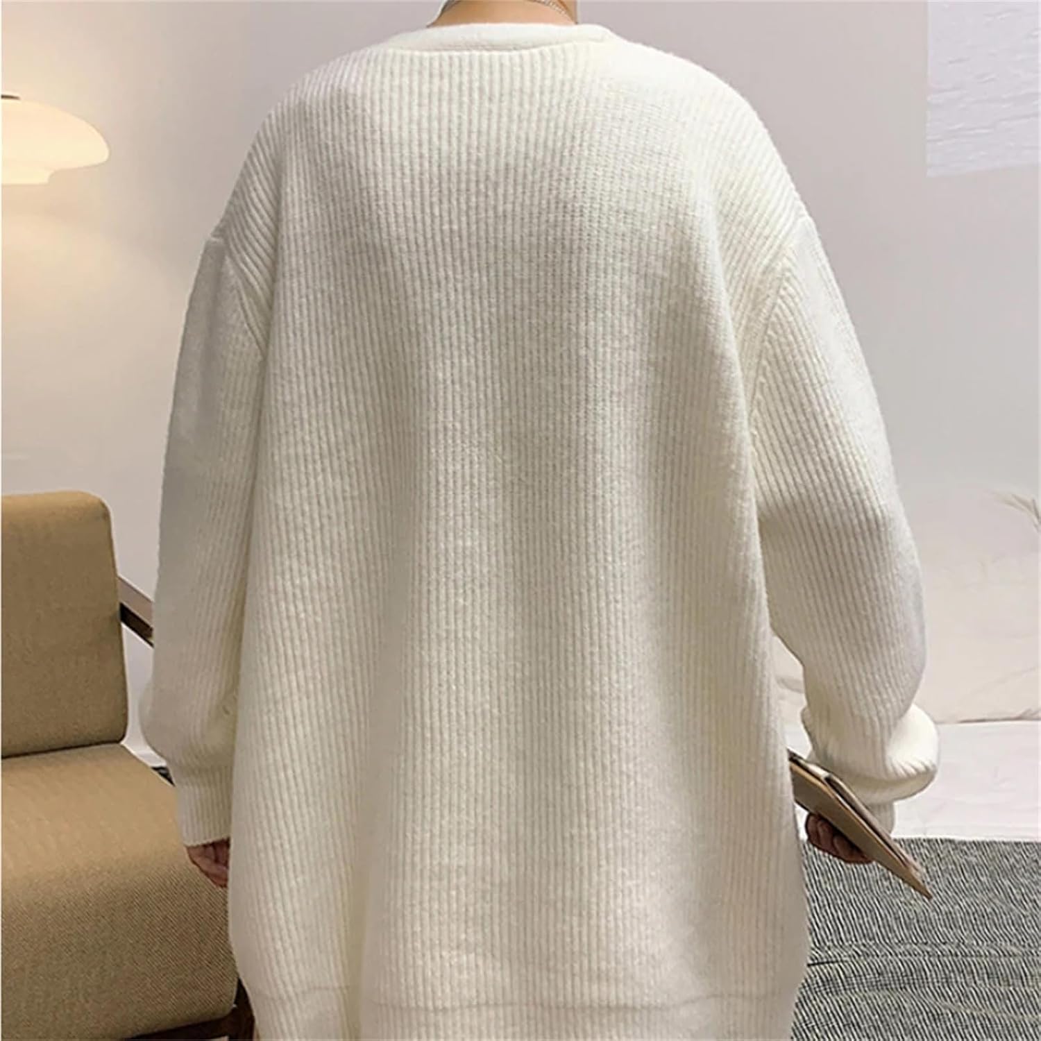 Sweater Cardigan for Men V-Neck Winter All-Match Solid Color Knit Streetwear
