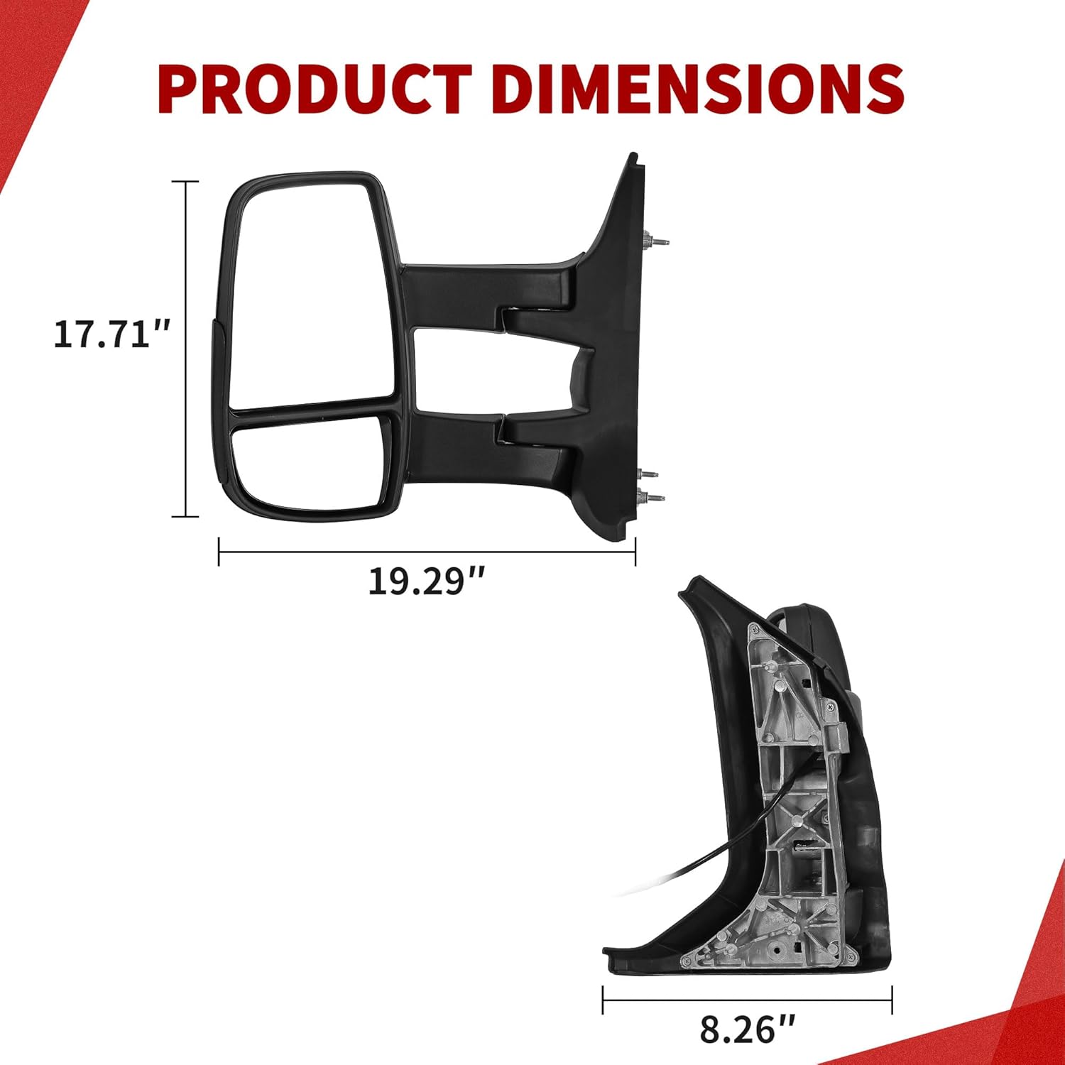 YITAMOTOR Door Mirror Compatible with 2015-2021 Ford Transit 150 250 350 Power Heated Mirror, Left Driver Side Mirror Adjustable Heated Folding, Black