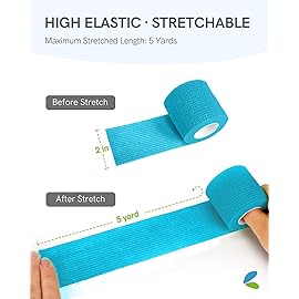 FriCARE Self Adhesive Bandage Wrap, Medical Tape in First Aid Kit, Cohesive Bandages for Wounds Sport Vet, 2 Inches X 5 Yards 6 Rolls, Cobalt Blue