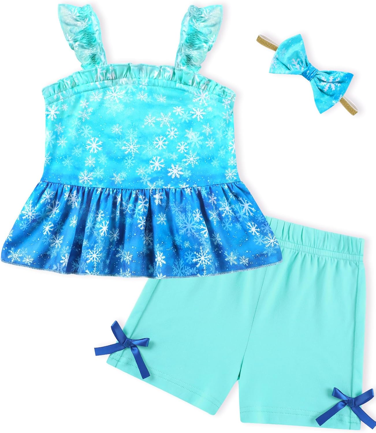 WESIDOM Baby Girl Clothes 6M-4T Toddler Girls Summer Outfits Ruffle Sleeveless Tank Top + Shorts + Headband 3Pcs Clothing Set