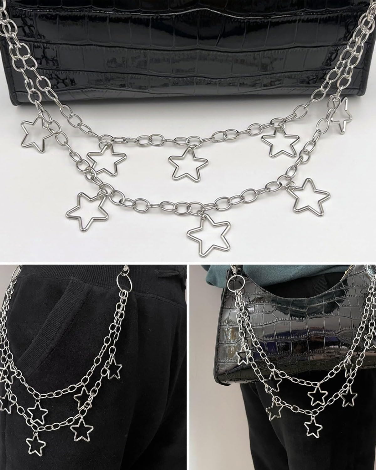 Catena Per Pantaloni Hip Hop IPNSDON - Design A Stella Punk, Con Portachiavi, Per Look Streetwear