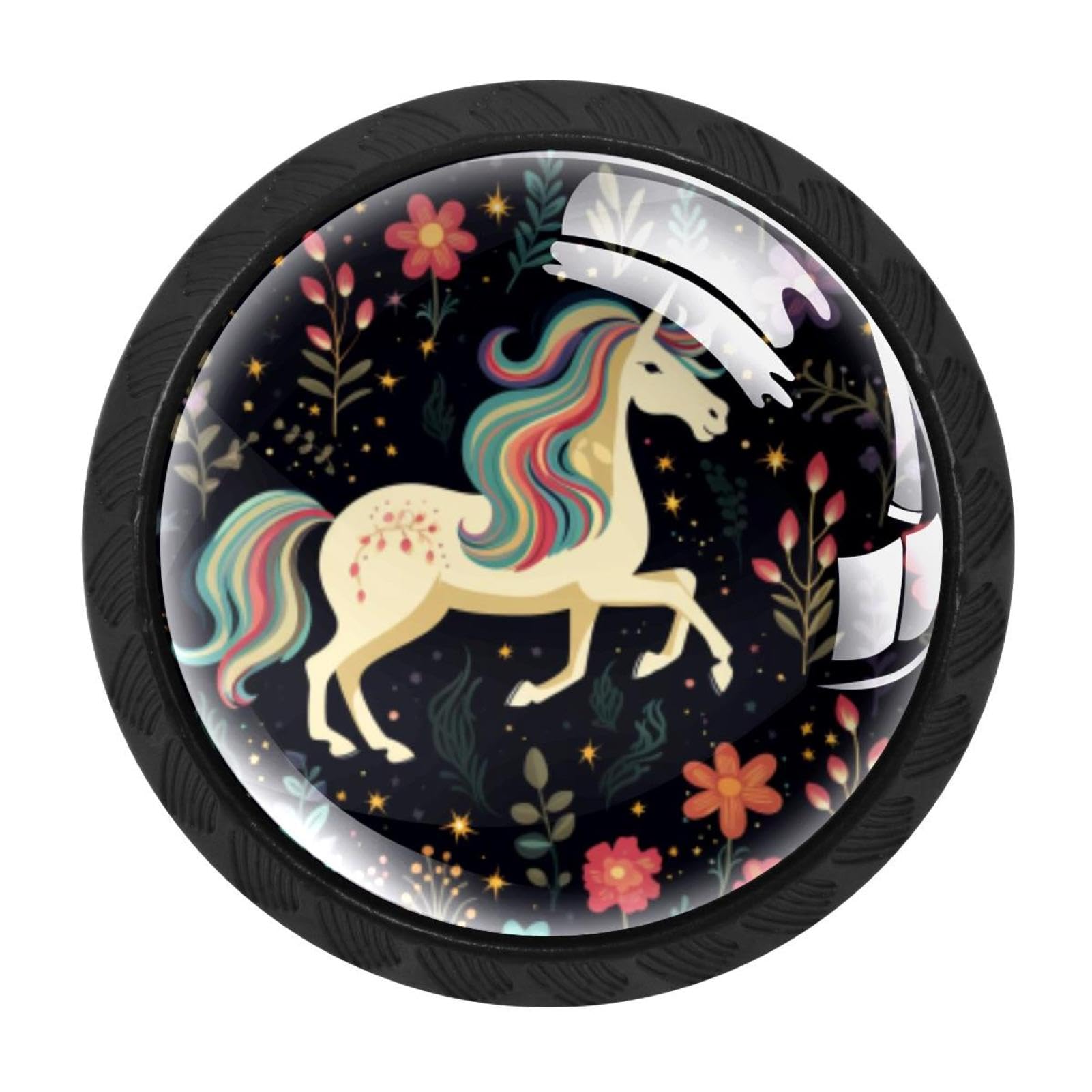 Chenzzzz Multicolored 04 4 Pack Starry Unicorn Dresser Drawer Cabinet Knobs Round Crystal Glass Knobs Pulls Handles For Kitchen Wardrobe Cupboard Door Hardware