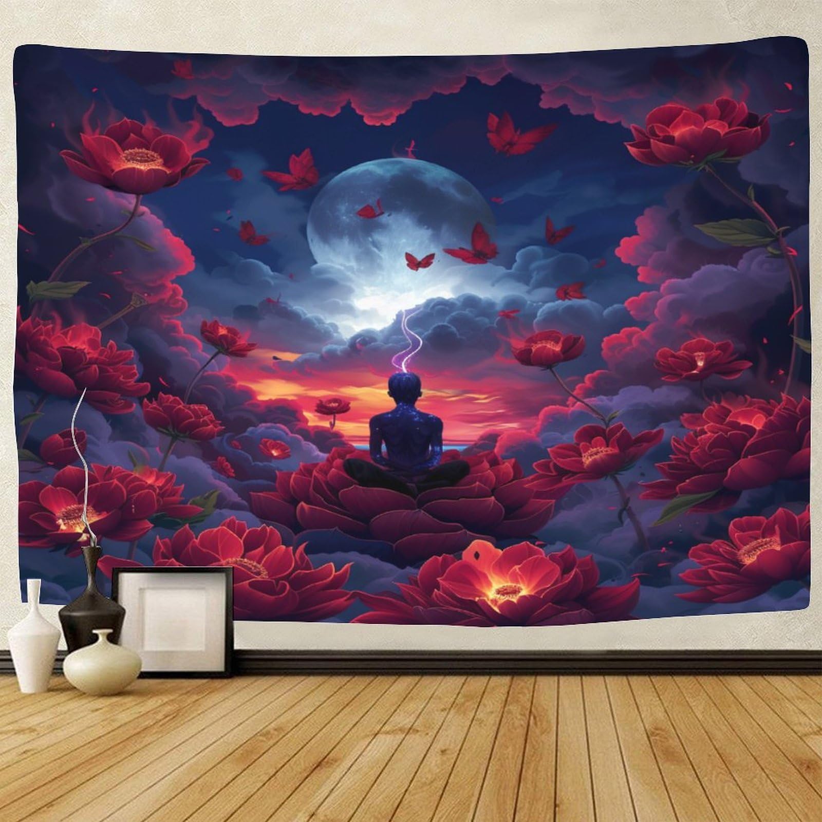 RVZADEERD Buddha Statue Stampa 3D Arazzo Da Parete Poster Ornamento Murale Tapestry Accessori Divisori Arazzo Per Camera Da Letto, Soggiorno