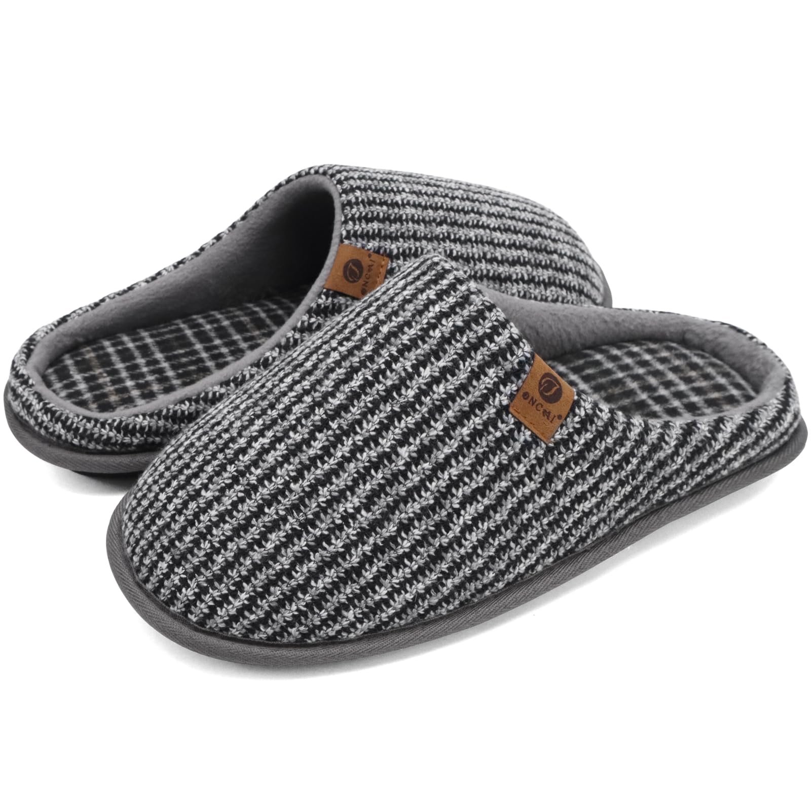 ONCAI Pantofole da Uomo Invernali, Comoda Memory Foam Calde Scarpe da Casa in Lana Con Suola Antiscivolo Taglia 40-49 EU
