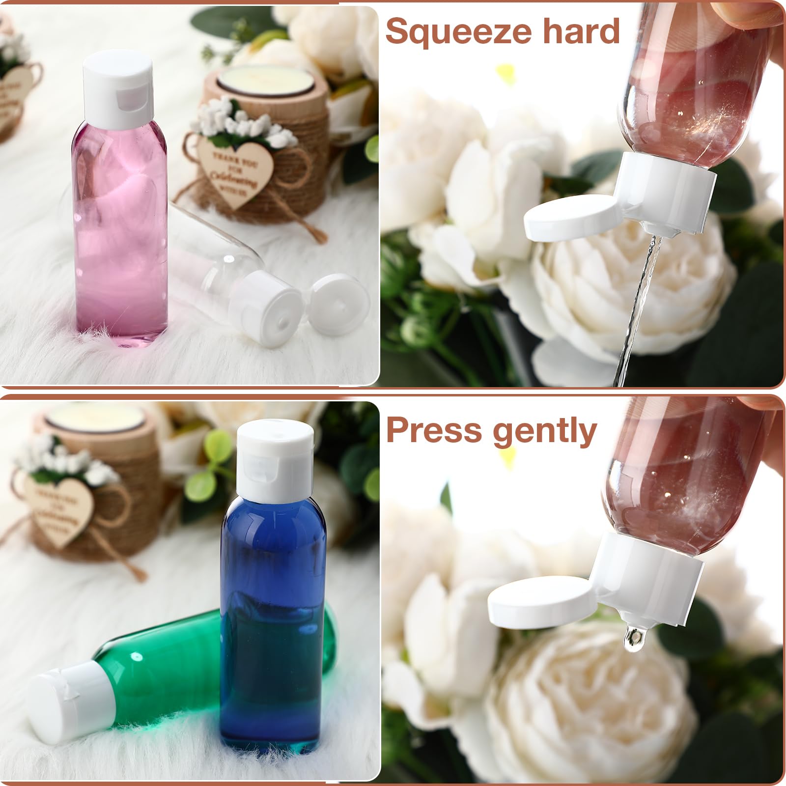 Zhehao 2 oz PET Plastic Empty Refillable Bottles with Caps