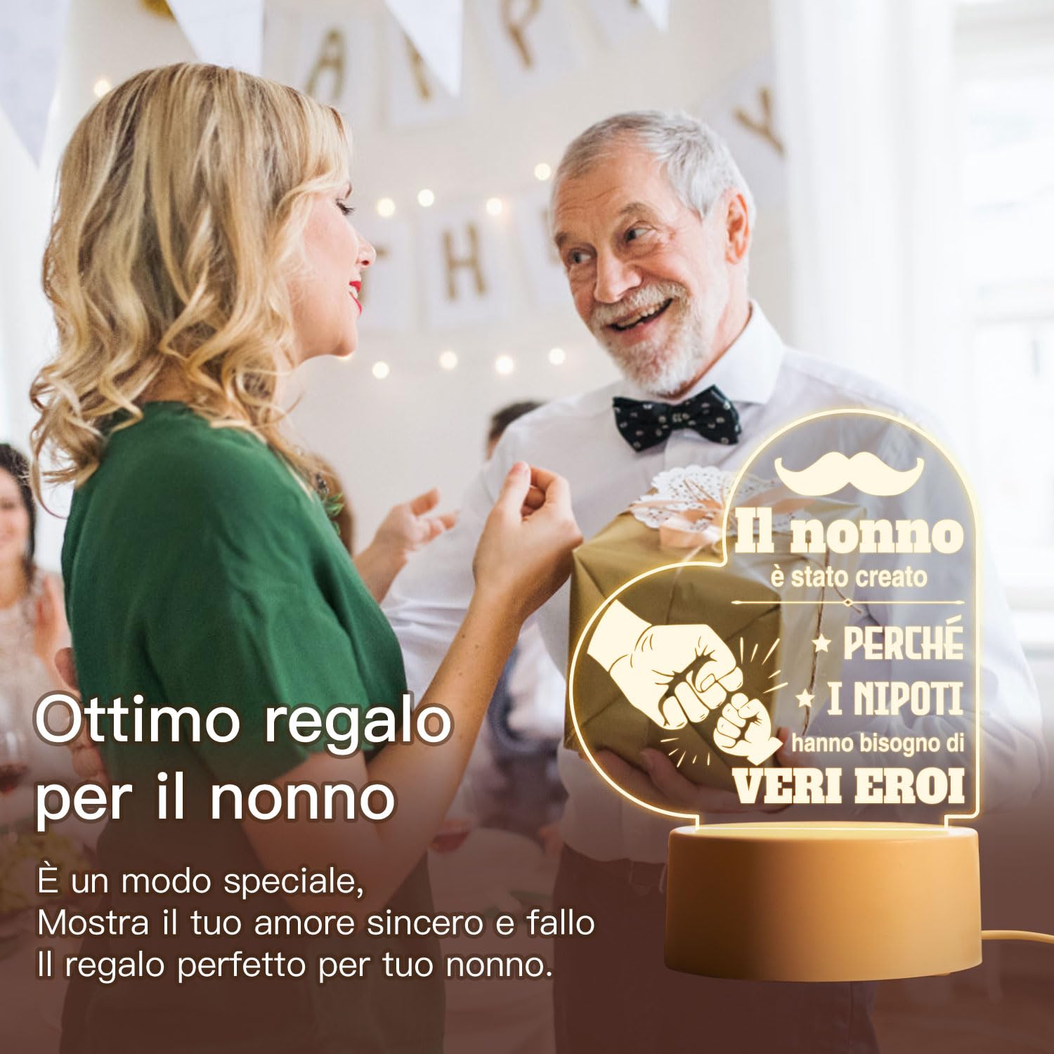 Hiipeefeel Luce LED In Bottiglia - Regalo Per Nonno Compleanno O Festa Del Papà