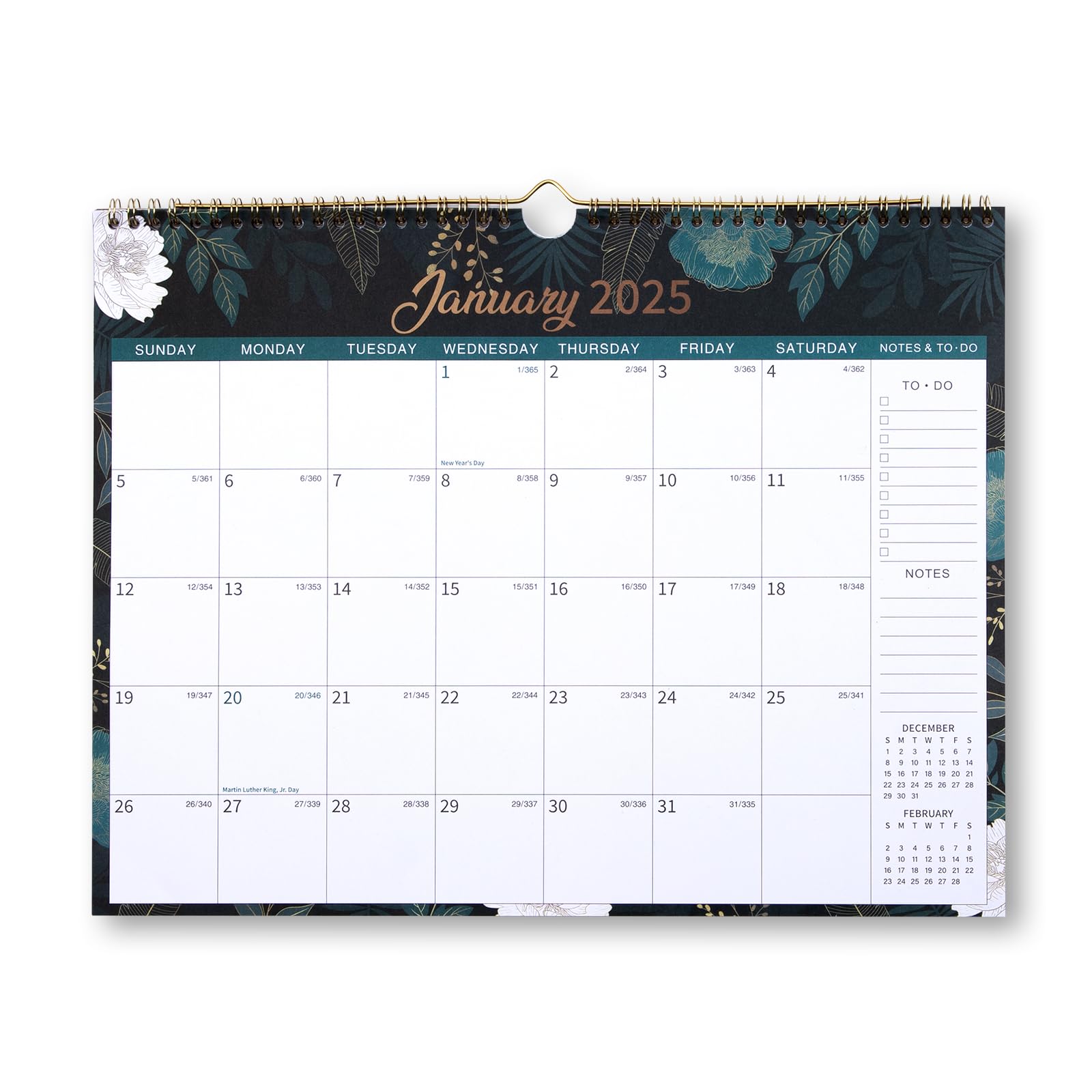 2025 Wall Calendar-Calendar 2025 from Jan.2025-Dec.2025 Hanging Calendar 2025 Planner,14.65" x11.4",Spiral Twin-Wire Binding,Daily Blocks with Julian Dates,Perfect for Planning and Organizing(Green)