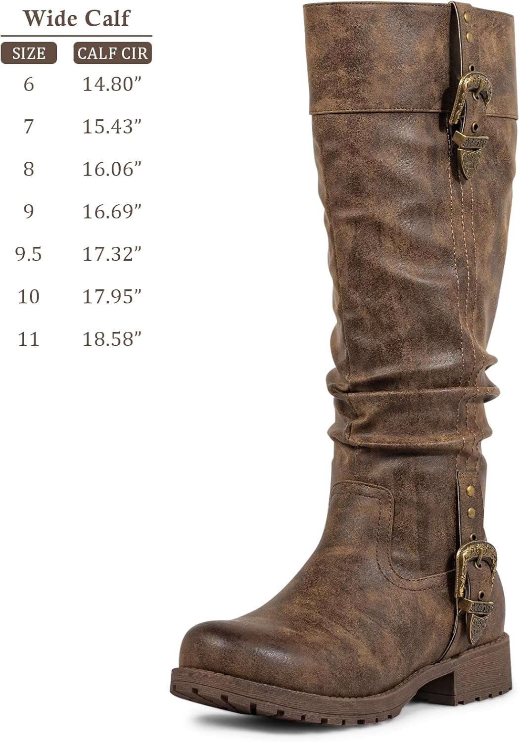 SheSole Knee High Boots Women Wide Calf with Decorative Buckle – Hidden Stretch Panel Riding Boots with Side Zipper, Chunky Low Heel & Round Toe – Stylish & Comfortable - Image 4