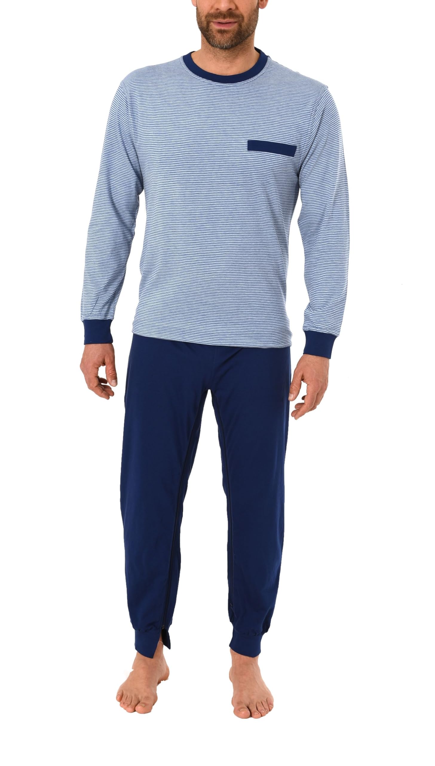 Men's Alzheimer's Clothing Nursing Jumpsuit Overall Onesie with Zipper at Back and Leg, Farbe:Blue, Größe Herren (neu):