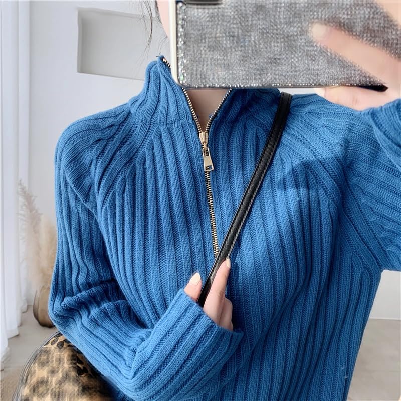 Maglione da donna a collo alto midi autunno inverno maglione lavorato a maglia caldo casual lungo maglione