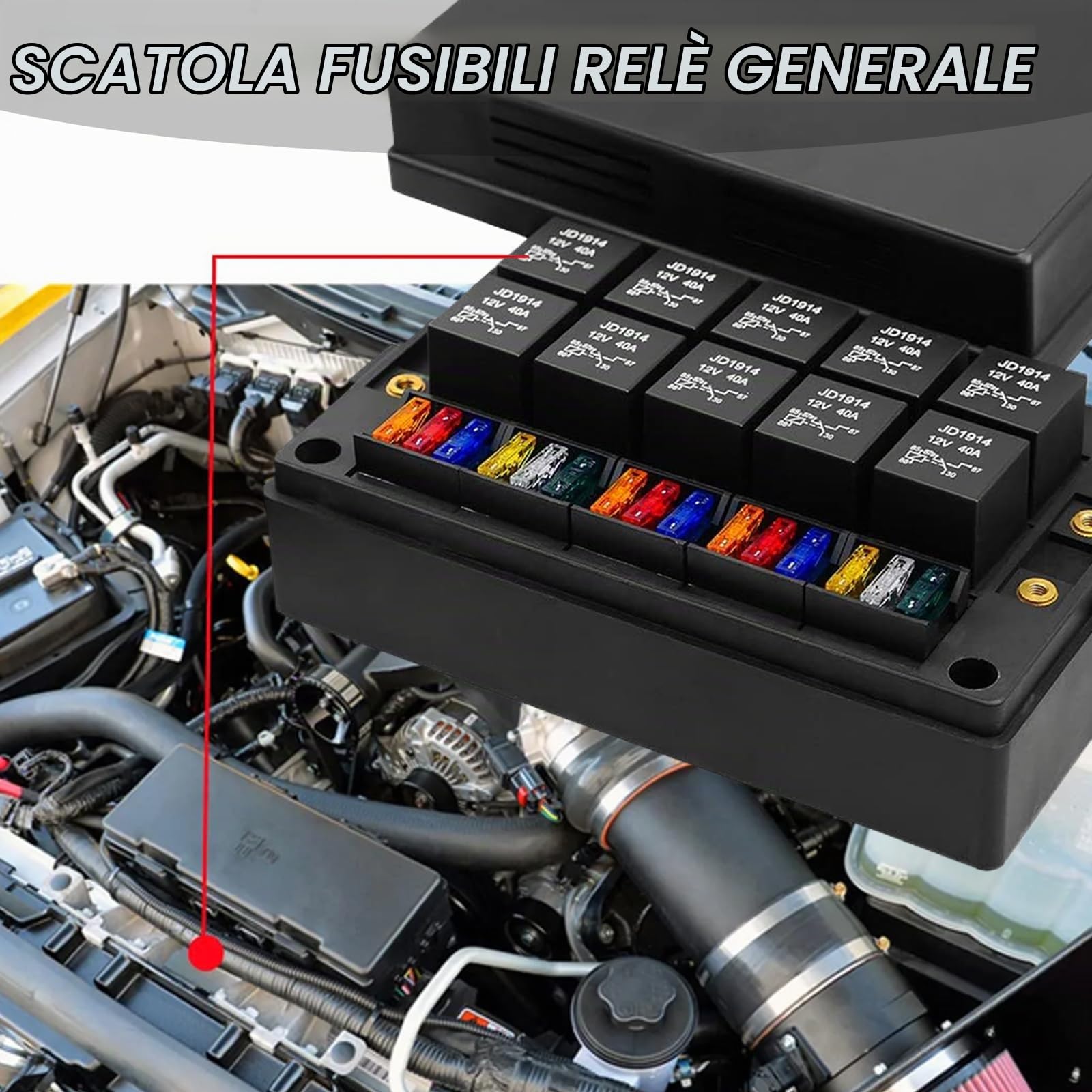 Scatola Relè Fusibili 12 V, 10 Relè 15 ATC ATO Universale Impermeabile Kit