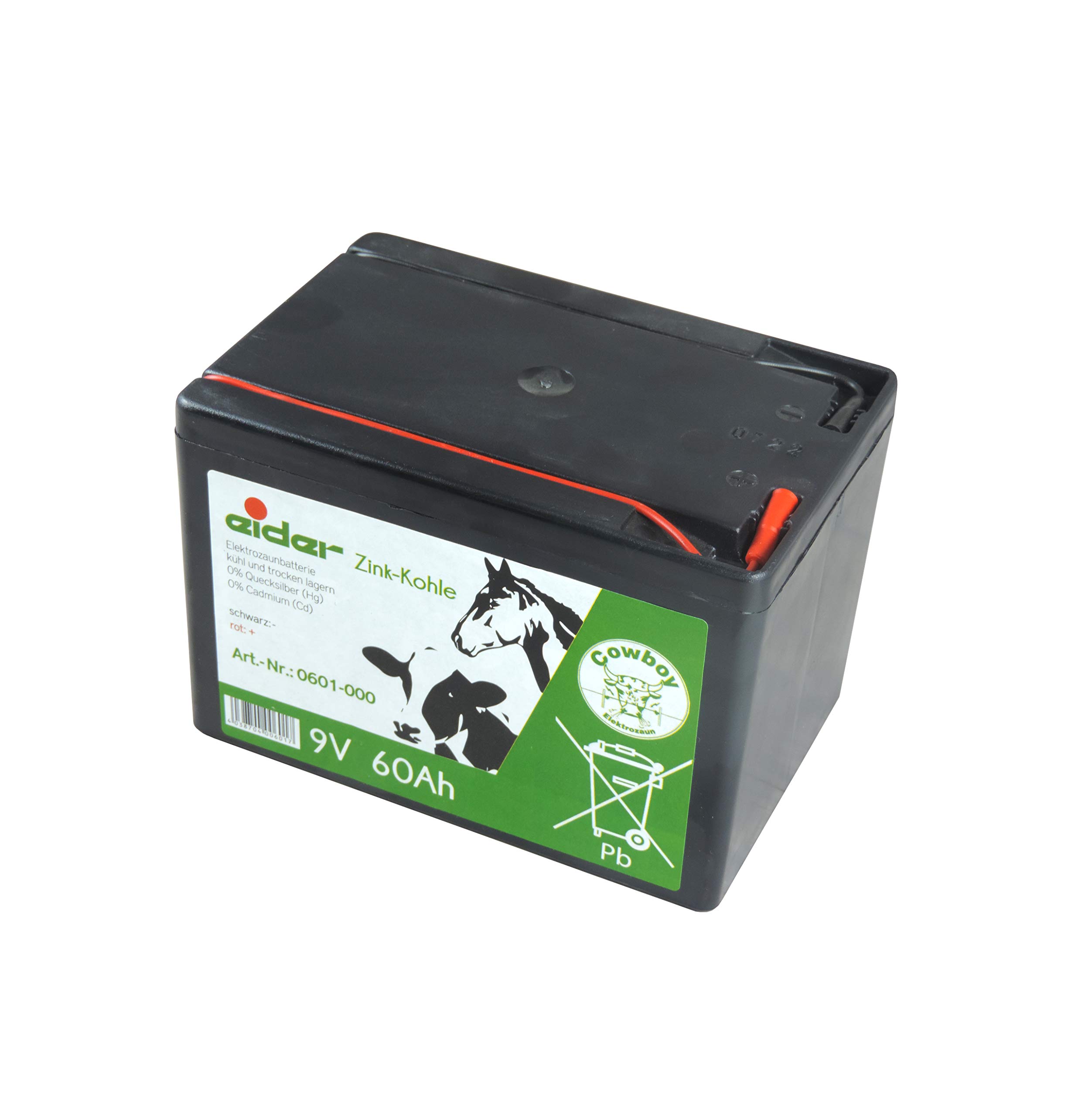 Eider Lot de 2 Piles de Rechange en Zinc 9 V 60 Ah pour clôture électrique 9 V