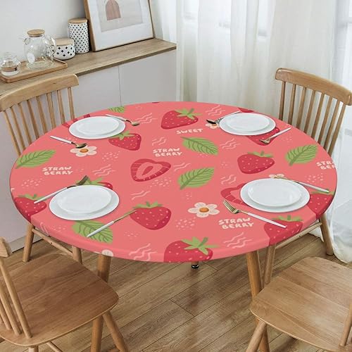 Vista 102 de Delerain Mantel redondo ajustable de bolas de Navidad, mantel redondo impermeable con borde elástico, lavable, para interiores y exteriores, se