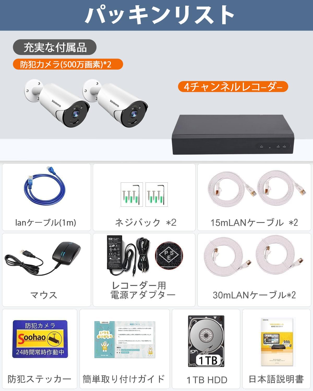 Amazon.co.jp: 【500万画素・AI人体検出・カラー暗視】SOOHAOソーハオ