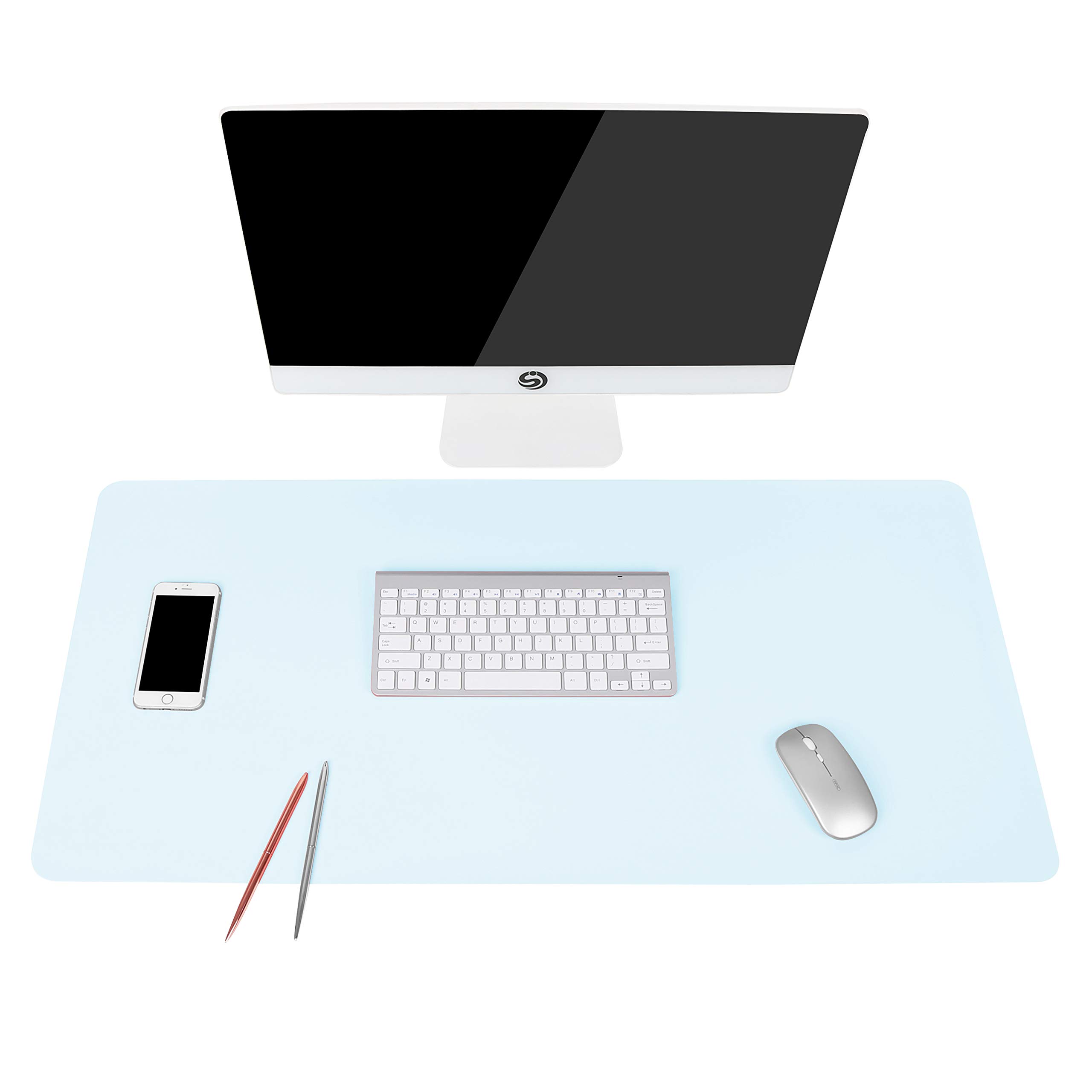 YSAGi Non-Slip Leather Desk Pad L Size, Waterproof Laptop Computer Desk Keyboard Mat, Table Protector Blotter Mat, Large Mouse Pad for Office/Work/