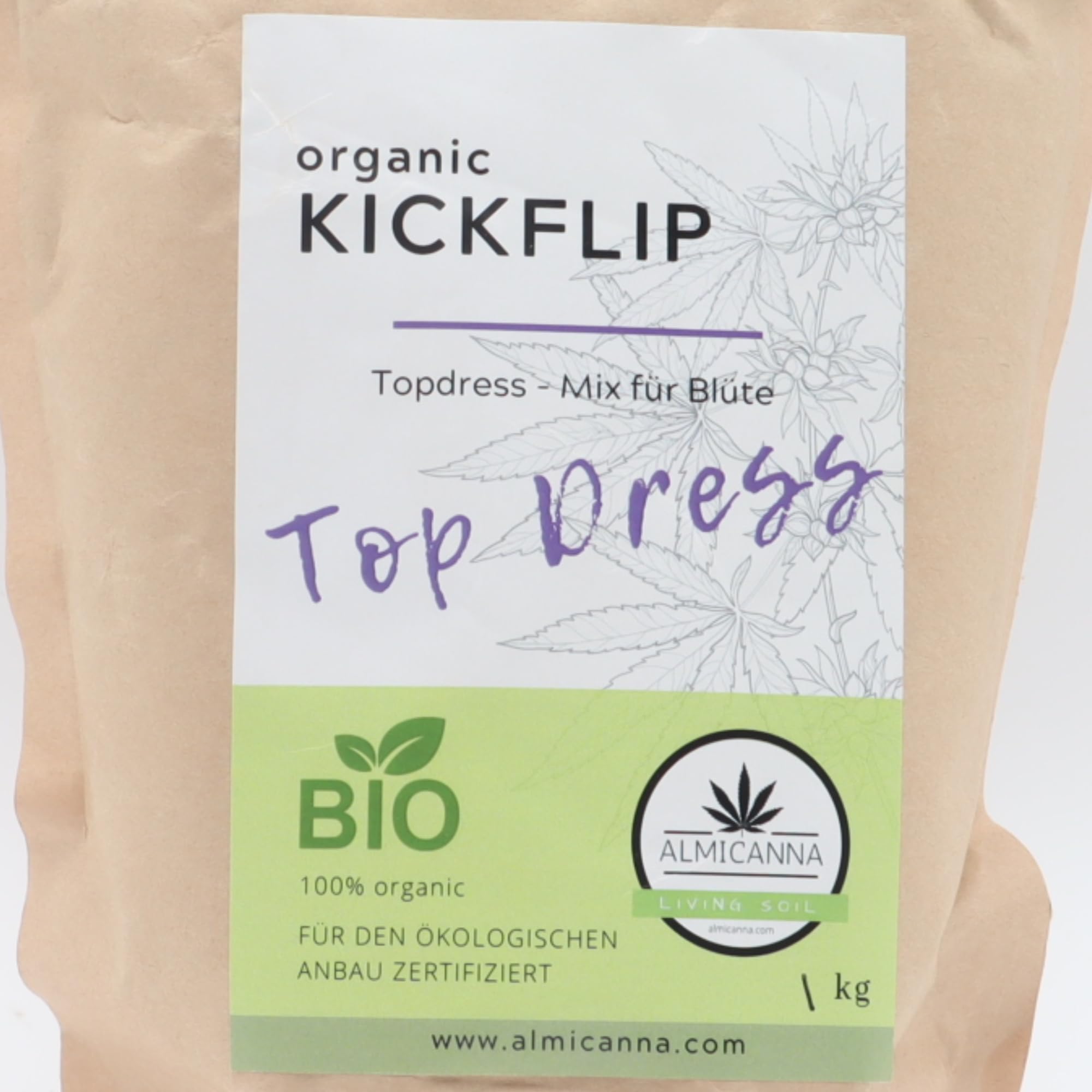 Organic KICKFLIP Top Dress 100% Bio 1kg- Mix für die Umstellung auf die Blütephase - Organischer Cannabis Dünger für die Blüte
