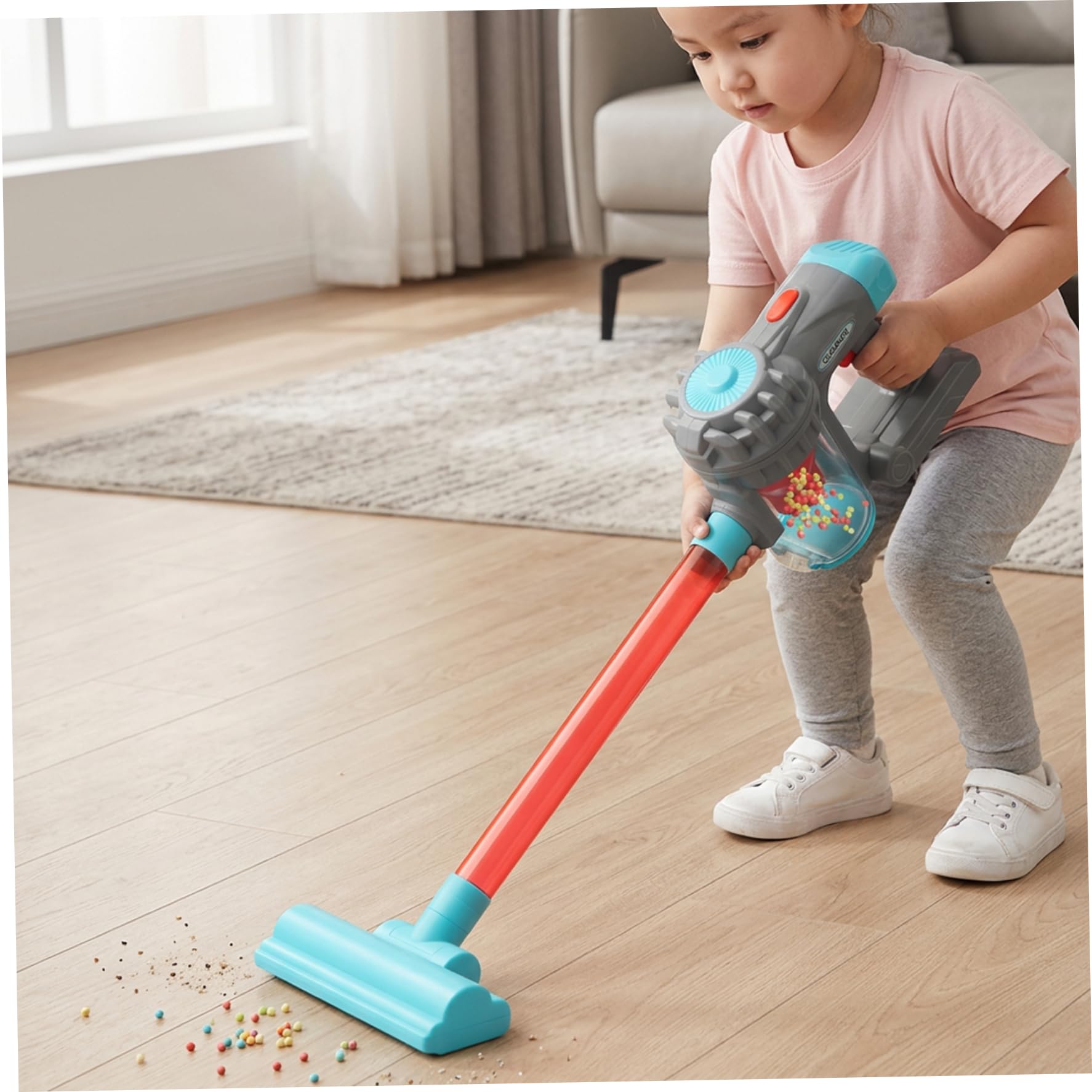 Aspirapolvere per bambini, aspirapolvere realistico per giochi di finzione con 3 accessori e suoni, set di pulizia interattivo per giochi di ruolo per stimolare l'immaginazione dei bambini, Blu.
